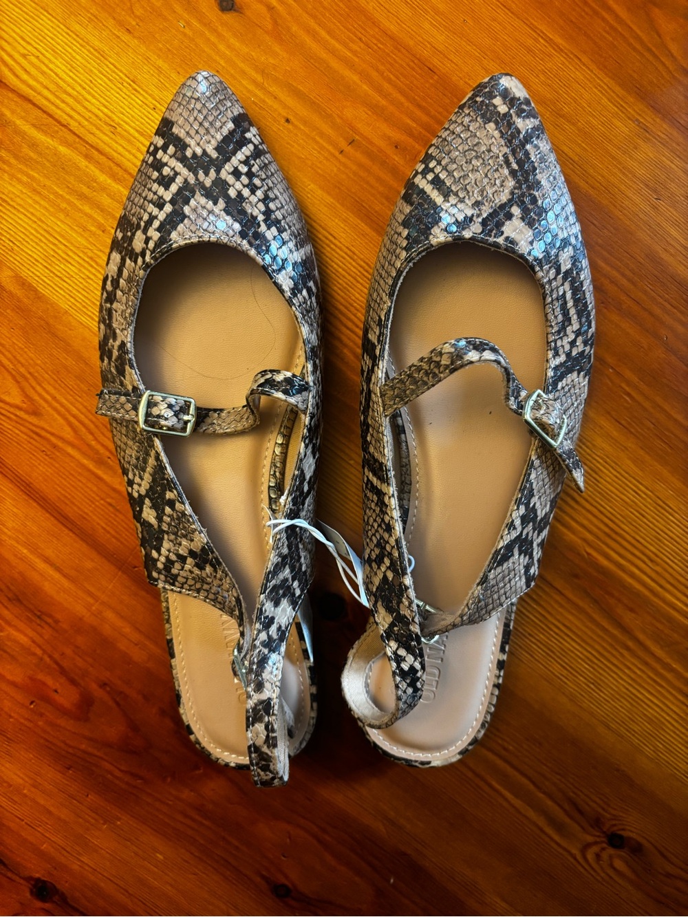 Old Navy Snake-Print Pointed Mary Jane Slingback Flats - Brown/Black/Cream
